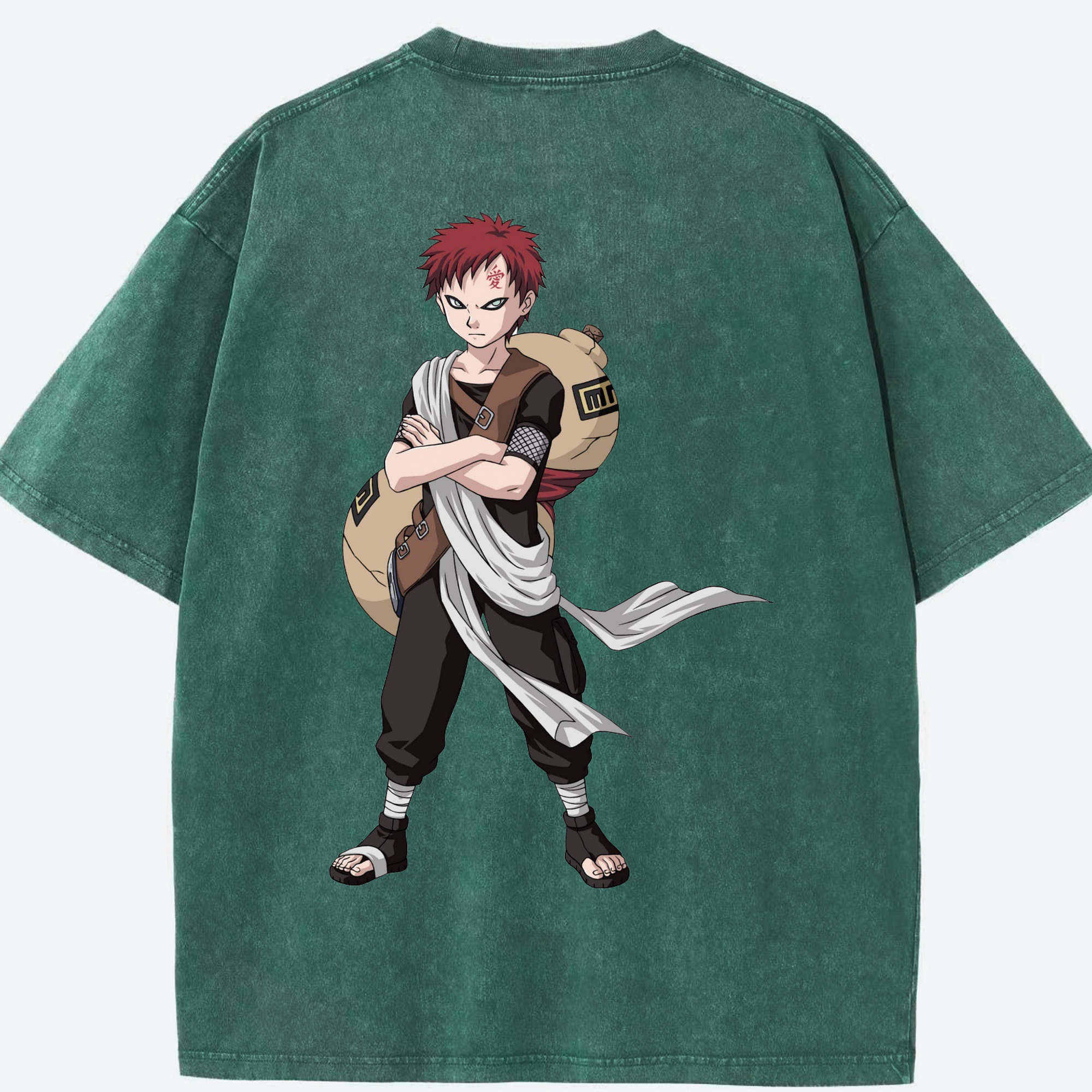 （画像用） NARUTO -ナルト- ガアラ Gaara 綿100% ヴィンテージ風 半袖Tシャツ（背面プリント）